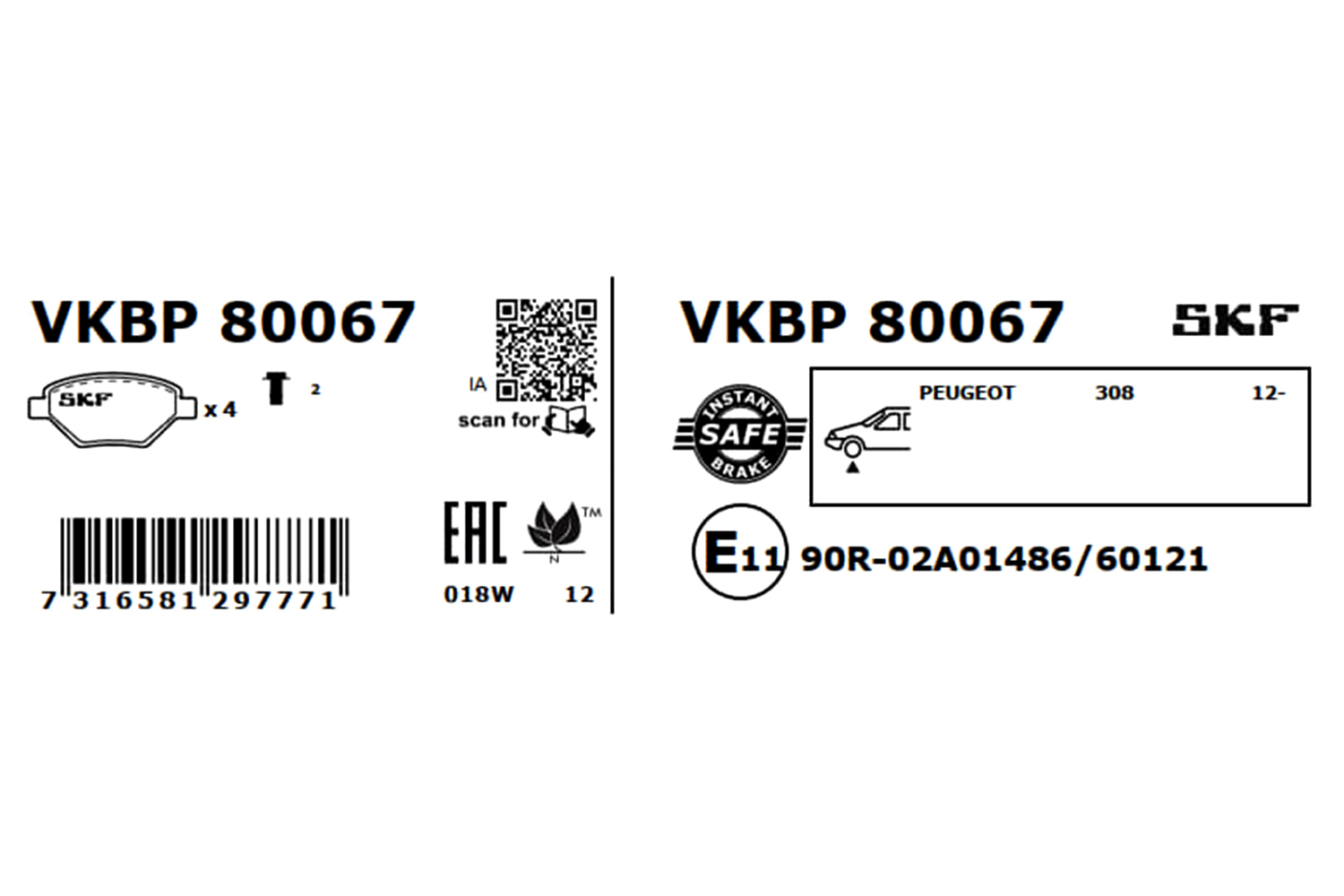 SKF VKBP 80067 Bremsbelagsatz, Scheibenbremse